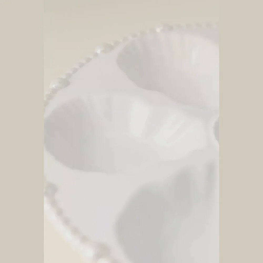 Anthropologie White Pearl-Edge Oyster Serving Platter